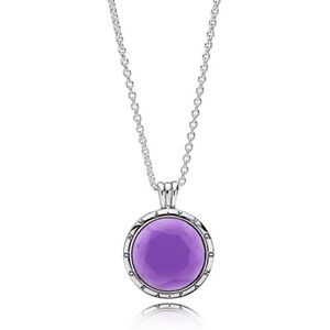 New Pandora Medium Faceted Floating Locket with Amethyst